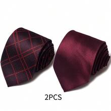AlanKing 1 Set 2pcs Men's Striped Formal Ties, Suitable For Work, Interview, Wedding, Groomsman - Color Mixing - View 5