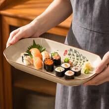 YOLIFE 1 đĩa gốm kiểu Nhật dùng cho sushi, khay đựng sashimi, đĩa đựng bít tết, đĩa tráng miệng, đĩa khoai tây chiên, phụ kiện nhà bếp, phù hợp cho gia đình, nhà hàng, tiệc tùng, làm quà tặng - Xem 5