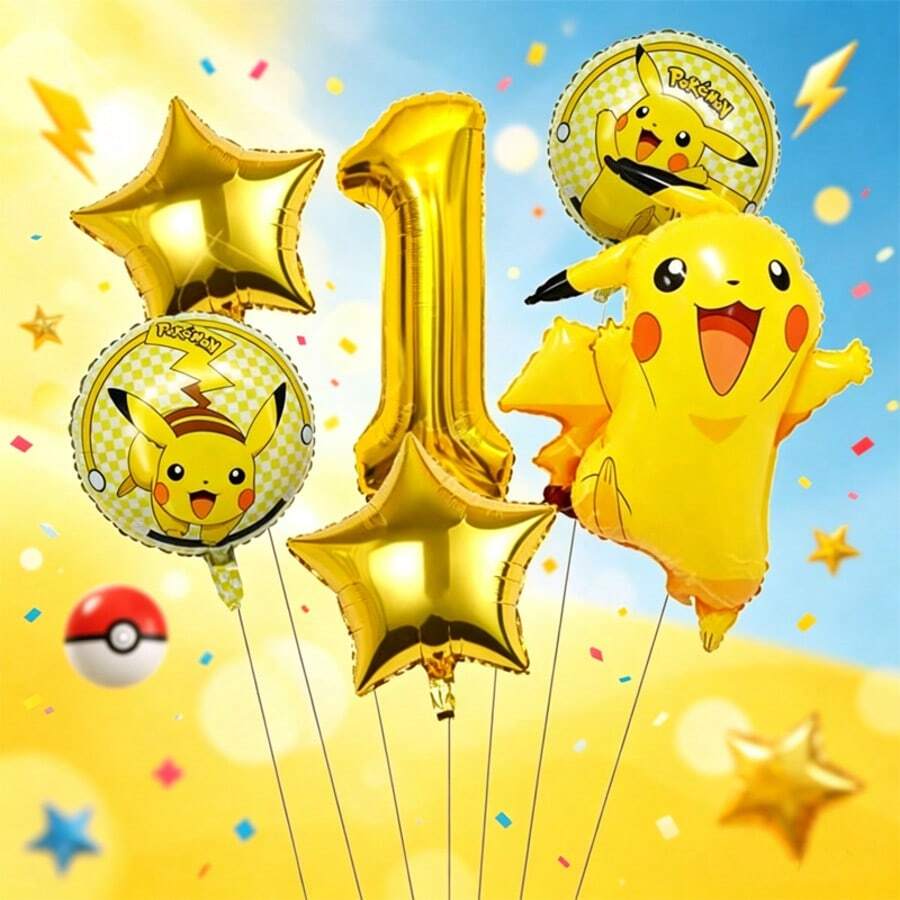 AOGER Shiny Foil Balloon Bouquet Set, Cute Cartoon Character Print ...