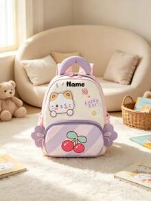 1pc Back To School Personalized Customized Casual Cute Cartoon Cat, Dog Candy Theme Backpack, Zipper Closure Nylon Material, Adjustable Shoulder Straps, Hand-Carry, Suitable For School, Shopping, Outdoor Travel, Daily Use. Birthday Gift. - Multicolor - View 9