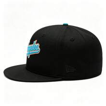 New Era 9FIFTY Adjustable Flat Brim Baseball Cap, Unisex Fashion Hat, 71619 - Black - View 2