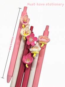 6/3/1pcs Cute 3D Flower Gel Pens, Cherry Blossom/Peach Blossom Pattern, Creative Embossed Pens, High-Quality Gel Ballpoint Pens, Student Essential, Back To School Gift, Great Choice For Students And Friends, Best Back To School Gift Choice - Cherry Blossoms - View 8