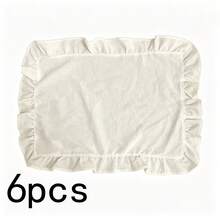 1 pieza/2 piezas/6 piezas Manteles individuales de unicolor francés con borde de volantes, servilletas pequeñas de encaje floral estilo Ins, mantel multiusos para cubrir el polvo - Multicolor - Ver 20