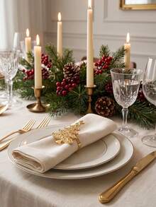 4-12 piezas/Set Anillos para servilletas de árbol de Navidad multicolor en forma de estrella, decoración de mesa navideña - Multicolor - Ver 4