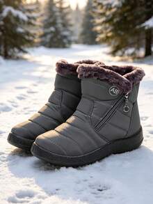 Men's Winter Boots High Top Boots, Warm Snow Boots For Men And Women,Classicial Zip Easy Wear Ankle Boots - Grey - View 1