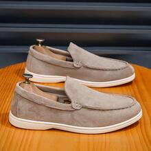 Luxury Men's Slip-On Penny Loafers Solid Color Faux Suede Fabric Casual Shoes - Khaki - View 10