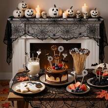 50/100pcs Halloween Cocktail Picks Pumpkin Bat Ghost Witch Appetizer Skewers Halloween Party Decoration Cupcake Toppers - Multicolor - View 5