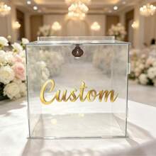 [Customized]Personalized Acrylic Card Box, Elegant Transparent Card Box With Lock, Suitable For Weddings, Birthday Parties, Graduation Ceremonies And Special Occasions, Card Storage Box - 1PC - View 7