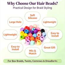23/119Pcs Multicolor Large Hole Silicone Hair Beads, Dreadlock Braid Decor Beads, Thick Braids Hair Accessories For DIY Hairstyle Decoration - Silicone Hair Beads - View 4