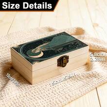 1pc Wooden Storage Box With Moon Goddess Art Nouveau Illustration, Jewelry Organizer Box, Jewelry Collection Keepsake Box, Souvenir Storage, Desktop Organizer, Bohemian Home Decor - Multicolor - View 4