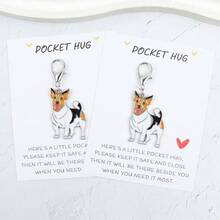 1pc/2pcs/3pcs Cute Smiling Jack Russell Terrier Keychain With Pocket Hug Blessing Card, Perfect For Decorating Keys, Bags And More, Inspirational Memorial Gift For Family, Brothers, Friends And Dog Lovers, Conveying A Feeling Of Gentle Companionship - Brown and White - View 14