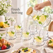 High Borosilicate Glass Cold Water Pot Grape Pot Single Person Drinking Set High Temperature Tea Pot Creative Water Cup Juice Pot - Transparent - View 6