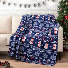 1pc Christmas Gingerbread Man Flannel Digital Print Blanket, Living Room Sofa Decor Nap Throw Blanket, Christmas Gift Blanket - Blue - View 6
