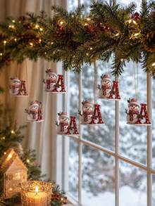 1pc Christmas Tree Shaped Snowman Enamel Pendant A-Z Letter Acrylic Charm, Holiday Christmas Tree Decoration, Ideal Christmas And Thanksgiving Decor, Multi-Functional Keychain And Backpack Charm, 2D Flat Design, Winter Party Home Decor Gift - Snowman Letter Hanging Ornament - View 3