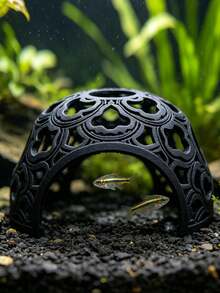1pc Hollow Hemisphere Fish Tank Hideout, 3D Printed Fish & Shrimp Shelter, Exquisite Lace Pattern Cave Ornament, Suitable For Betta Fish, Tetra Breeding, Aquarium Landscaping Decoration - A - View 4