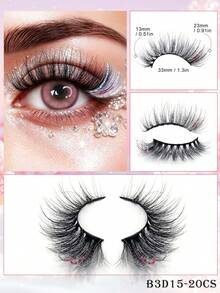 1 Pair Glitter False Eyelashes, Colorful Fluffy Faux Mink Lashes With Sequins, Suitable For Makeup Artists, Cosplay, Halloween Colorful Lash Extensions - Multicolor - View 4