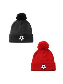 1/2pcs Unisex Print Soccer Knitted Beanie Hat,Soft Warm Winter Cap For Outdoor Activities,Daily Wear,Cold Weather - Multicolor - View 14