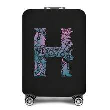 Vibrant Artistic Letter Print Elastic Luggage Cover, Dustproof & Scratch-Resistant Suitcase Protective Sleeve, Fits 18-32 Inch Travel Rolling Luggage - Black - View 16