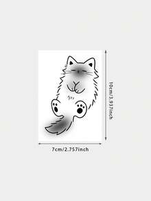 1pc Temporary Tattoo Sticker, Lazy Lying Fluffy Cat Line Art Pattern, Realistic Fake Tattoo Design, For Daily Wear, Bachelorette Party Favors, Music Festival, Game, Graduation Gift, Lasts 3‑5 Days - Black - View 6