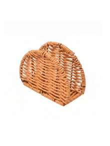 1pc Woven Upright Napkin Holder, Rustic Boho Paper Napkin Organizer, Freestanding Tabletop Napkin Dispenser For Kitchen Counter, Dining Table, Coffee Table, Living Room & Cafe Decor - Multicolor - View 12