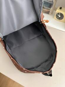 Ransel Remaja Motif Polkadot Hitam, Ransel Nilon Ringan Multi-Kompartemen dengan Logo Titik Putih & Huruf untuk Sekolah, Cocok untuk Penggunaan Sehari-hari - MultiWarna - View 10