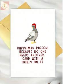1pc Funny Pigeon Christmas Card - "CHRISTMAS PIGEON! BECAUSE NO ONENEEDS ANOTHERCARD IWITH AROBINION IT", Christmas Card, Funny Holiday Card, A Humorous Gift For Anyone. - One Size Fits All - View 5