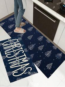 1/2pcs Christmas Floor Mat, Vintage Diatomaceous Earth Mat, Christmas Tree Design, Super Absorbent, Non-Slip, Perfect For Bathroom, Kitchen And Dining Room, Quick Drying, Ideal Gift For Home Decor And Bathroom Mat - Multicolor - View 7