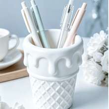 Creative Ice Cream Waffle Pen Holder Cute Cream Drip Desktop Storage Bucket Student Office Pencil Cup - View 5
