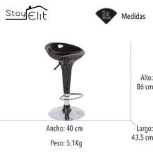 Set de 2 Bancos para Barra Redondos, Altura Ajustable, Color Negro - Negro - Ver 3