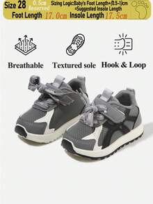 Unisex Toddler Color Block Mesh Casual Shoes, Baby Hook & Loop Breathable Non Slip Soft Sole Walking Sneakers (Size By Insole Length, Unit:Cm) - Grey - View 15