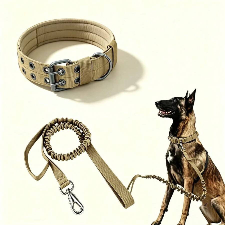 High-Strength Elastic Dog Collar & Leash Set - Comfortable Thick Handle And Reflective Stitching - 6ft/4ft, Suitable For Medium To Large Dogs - Multi-Functional 4-In-1 Leash With Car Seat Belt - Ideal Choice For Training And Travel - Multicolor - View 1