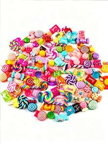 30pcs/Set Cute Mixed Resin Candy Flat Back Charms, Slime Making Supplies For DIY Crafts, Scrapbooking, Party Favors, Halloween Candy Party Decor, Christmas Home Wall Decoration (Random Color & Style) - Multicolor - View 2