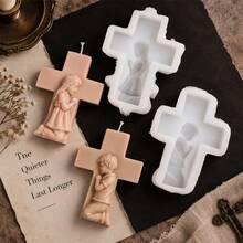 3D Praying Boy Girl Cross Candle Mold Christian Religious Silicone Mold For DIY Wax Candle Making Baptism First Communion Prayer Memorial Gift Home Decor Craft Supplies - Mold - View 6