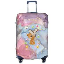 Marble Gradient Background Cute Teddy Bear Letter Luggage Suitcase Cover, Elastic Stretch Luggage Protector Sleeve, Scratch-Resistant Dust-Proof Reusable Travel Accessory - Multicolor - View 76