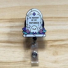 Retractable D Card Holder Reel With Cute Cartoon Design, Nurse Hospital Badge Holder Office Lanyard 1pc - X1080 - View 2