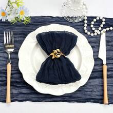 10/20/30/50入 17*17英吋波希米亞風聚酯紗布餐巾，適用婚禮、生日、宴會、節日、派對、家庭晚餐 - 藏蓝色 - 查看 3