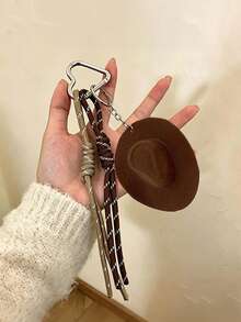 Yogodlns 幸運牛仔帽鑰匙扣吊墜，手工編織繩和人造皮革飾品，汽車鑰匙包配件，裝飾性鑰匙圈掛件 - 彩色 - 查看 8
