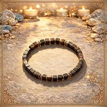 Vintage Style Picture Stone 5mm Square Bead Bracelet, Symbolizing Artistic Aesthetics & Creativity, Handmade Natural Stone Hypoallergenic Jewelry, Suitable For Wearing During Creative Work - Multicolor - View 3