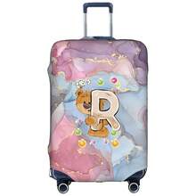 Marble Gradient Background Cute Teddy Bear Letter Luggage Suitcase Cover, Elastic Stretch Luggage Protector Sleeve, Scratch-Resistant Dust-Proof Reusable Travel Accessory - Multicolor - View 16
