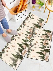 1/2pcs Christmas Diatomaceous Earth Mat, Vintage Cedar Pattern, Super Absorbent, Non-Slip, Perfect For Bathroom, Kitchen And Dining Room, Quick Drying, Ideal Home Decor And Bathroom Mat Gift - Multicolor - View 8