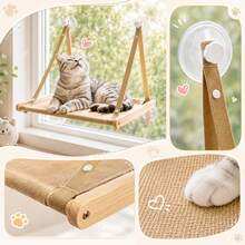 Foldable Cat Window Hammock 20kg Suction Cup Perch Washable Bed - Khaki M - View 3