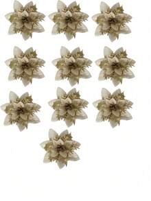 10/18pcs Artificial Shiny Christmas Flower Set, Includes 8 Christmas Flowers And 8 Clips, Easy Installation & Maintenance Free, Suitable For Wedding Celebration, Christmas Tree, Wreath And Decoration - Christmas Flower Set - View 12