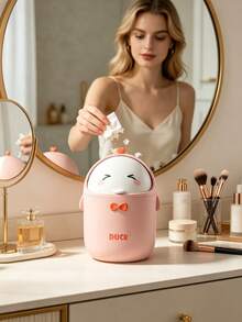 1pc Cute Desktop Trash Can With Flip Lid And Removable Inner Bucket, Easy To Clean; Lightweight And Portable Waste Container, Suitable For Bedroom, Office, Desk, Car And Vanity - Multiple Styles - View 10