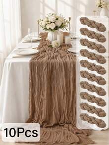 1/2/6/10/12Pack Cheese Cloth Table Runner, Boho Rustic Sheer Cheesecloth Table Cloth, Suitable For Wedding Party, Baby Shower, Birthday, Home Decor, Housewarming Gift, Halloween Decorations - Camel - View 29