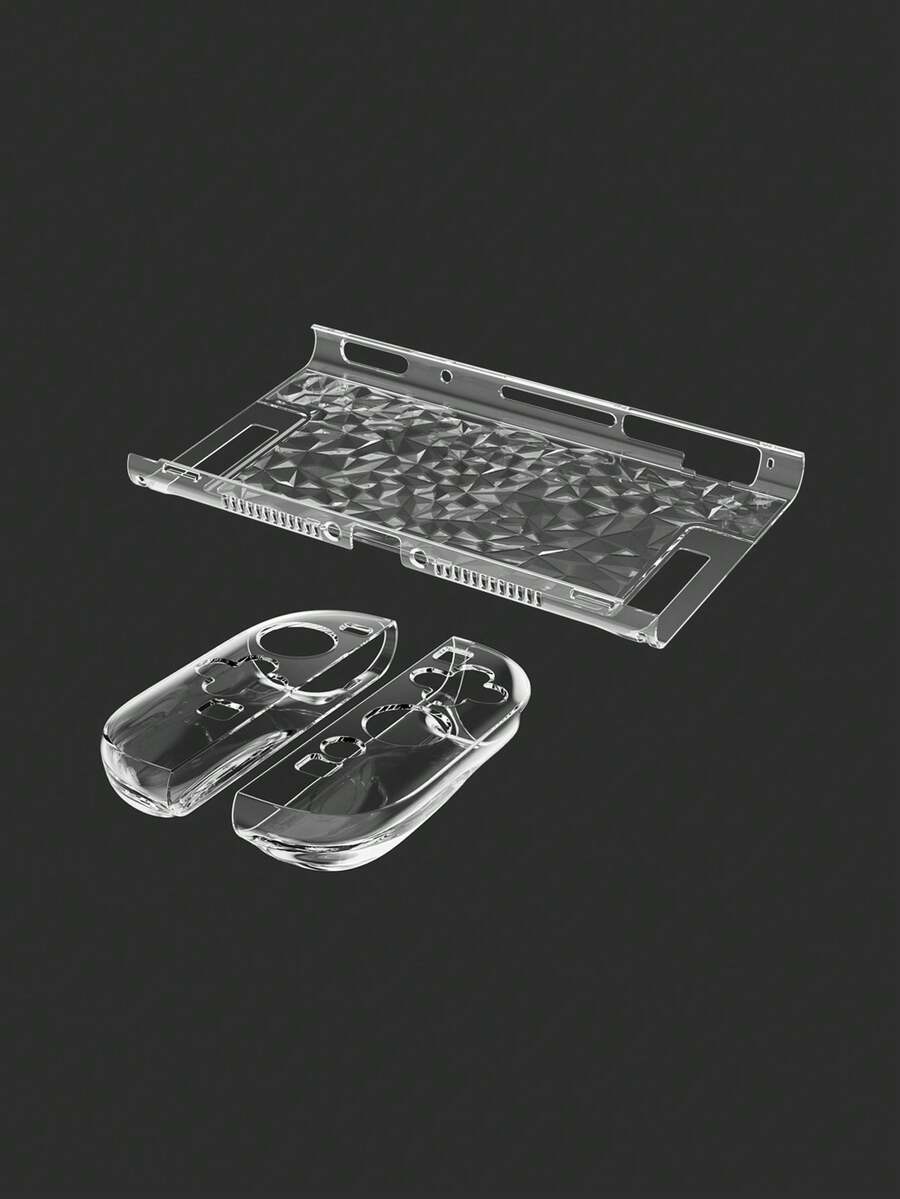 Compatible With Switch 2, 2pcs Split Transparent Protective Covers + 1pc Diamond Pattern Crystal Protective Shell Set, Ultra-Thin Hard Shell Can Be Directly Placed In Charging Dock, Practical Gaming Accessory, Scratch-Resistant And Shock-Proof, Suitable For Joy-Con 2 Controller. - View 1