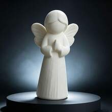 1pc White Minimalist Praying Angel Statue | Plastic Material, 3D, Perfect Gift For Family, Friends, Classmates And Children, Suitable For Living Room, Bedroom, Dining Room - Angel - View 4
