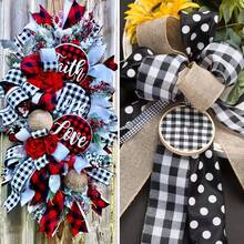 Roll Christmas Plaid Linen Decorative Ribbon/Christmas Tree Red & Green Bow Linen Ribbon/Christmas Gift Wrapping Burlap Ribbon - Multicolor - View 8