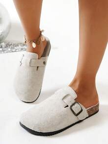 Women's Fashion Home Slippers Autumn Winter Outdoor Commute Indoor Warm Closed Toe Slippers - Off-white - View 6