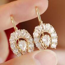 U-Shaped Water Drop Hanging Earrings For Women, Suitable For Daily Wear, Gift Giving, Wedding Accessory - Gold - View 2