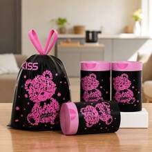 1 Roll/100pcs Sakura Bear Shaped Scented Trash Bags - Thickened Tear-Resistant Drawstring Garbage Bags, Large Size 17.72X17.72 Inches Capacity, Scented Anti-Tear Bags, Ideal Choice For Daily Use - A - View 9